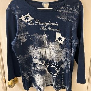 Navy Blue Graphic Women's Top